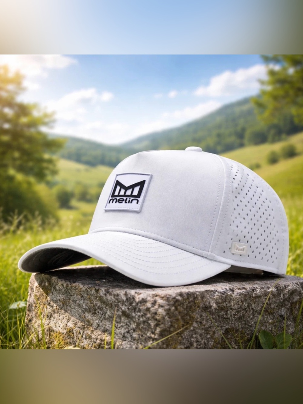 Melin Odyssey Stacked Hydro Hat White Logo Patch Trucker Hat Classic